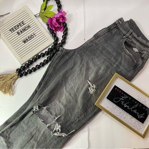 American Eagle size 14 black distressed wide leg